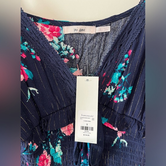 NWT Francesca’s Navy Floral Maxi Dress with Gold Detail - Picture 9 of 9